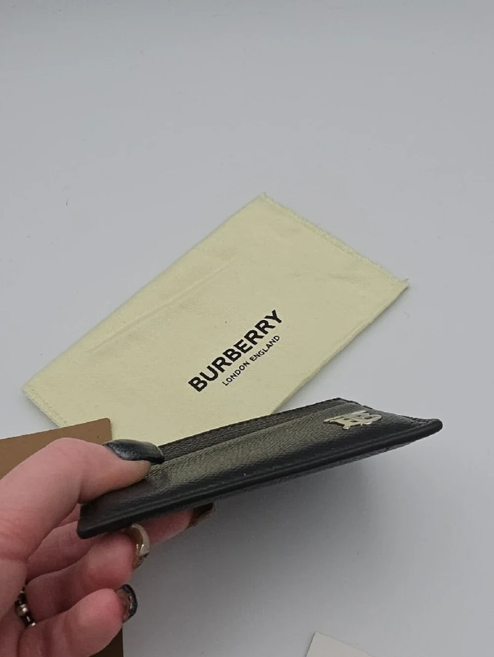 Burberry Black TB Monogram Pebbled Leather Sandon Card Holder (NWT)(DUST BAG)🖤